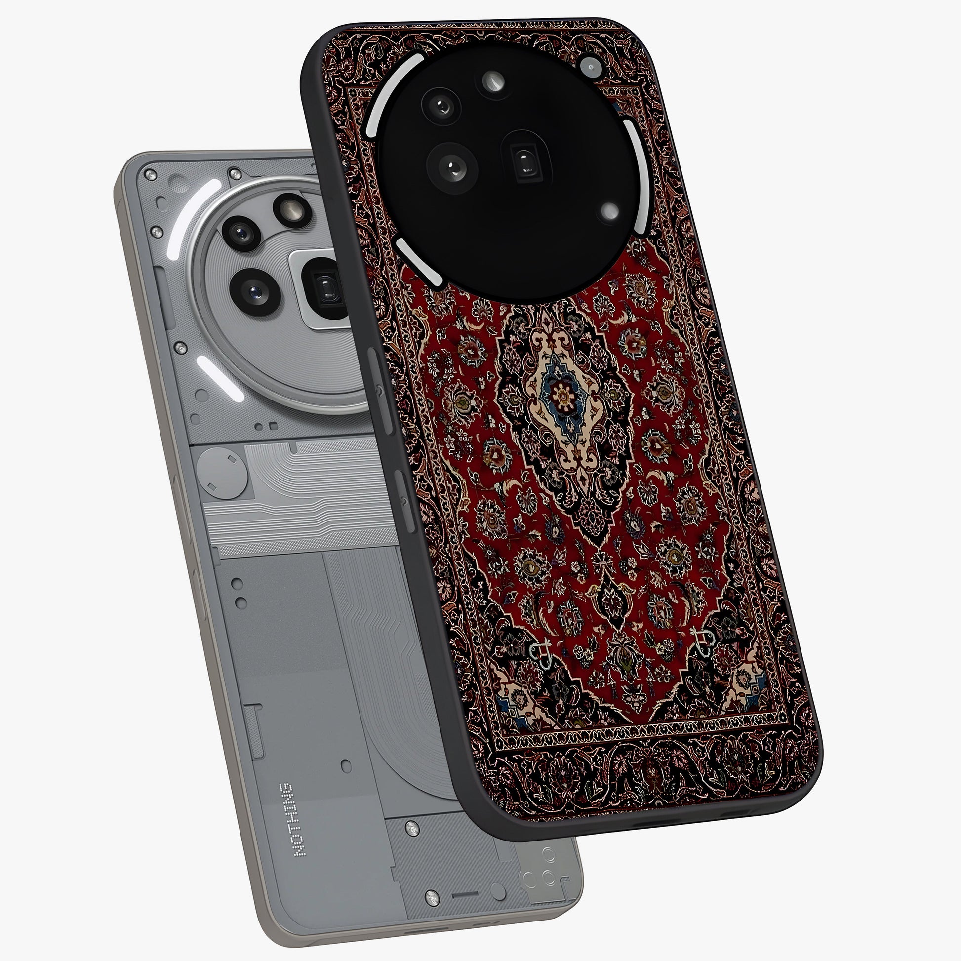 Heritage Carpet Royale Glass Case displayed in angled mockup highlighting intricate royal carpet design with heritage aesthetic.