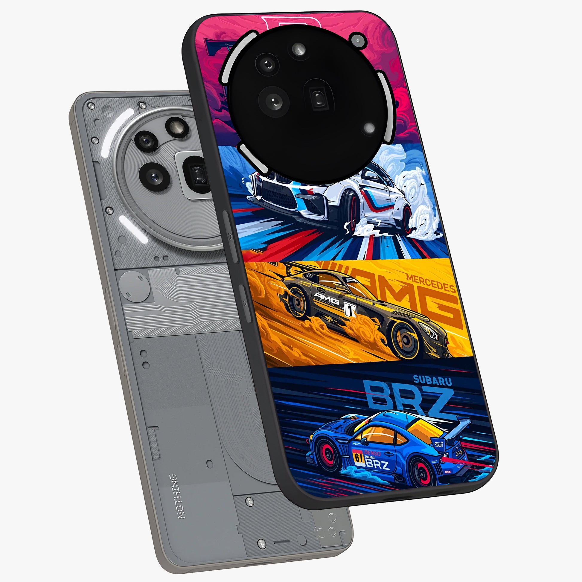 JDM Sports Car Glass Case displayed in angled mockup highlighting sleek Japanese racing car design with automotive aesthetic.