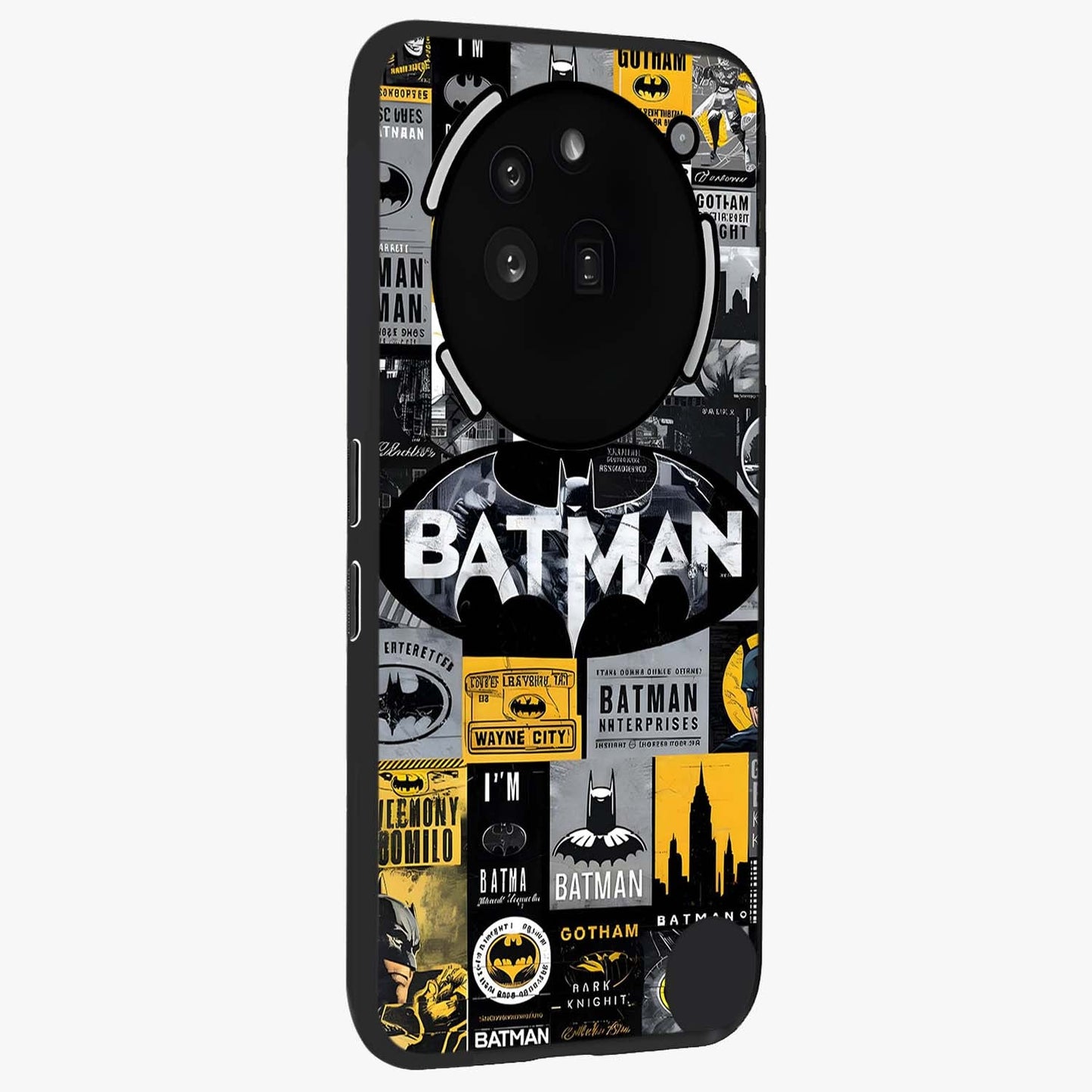 Knight Gotham Rise Glass Case upright view showcasing bold vigilante themed artwork with gothic city vibe.