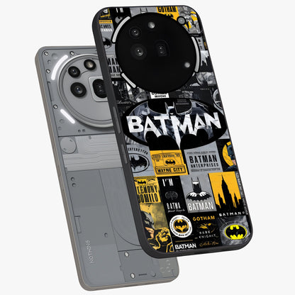 Knight Gotham Rise Glass Case displayed in angled mockup highlighting powerful knight silhouette design with dramatic aesthetic.