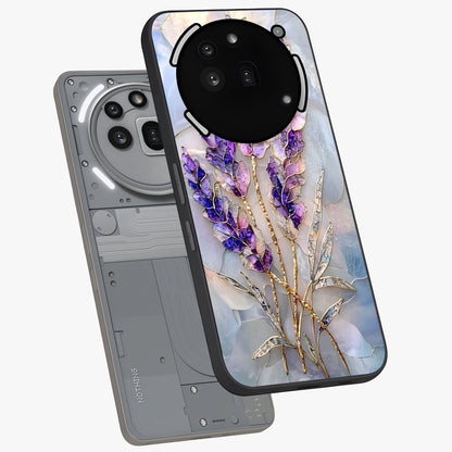 Lavender Dream Glow Glass Case displayed in angled mockup highlighting dreamy purple glow design with soft artistic style.