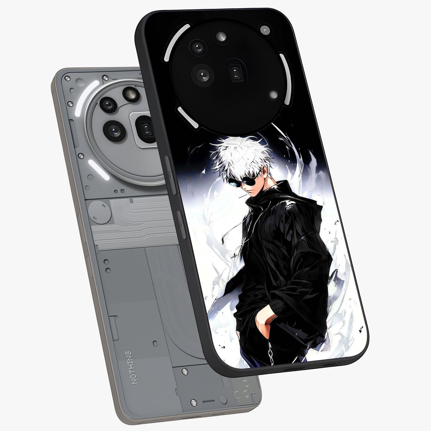 Limitless Shadow King Glass Case displayed in angled mockup highlighting dramatic dark hero design with intense aesthetic.