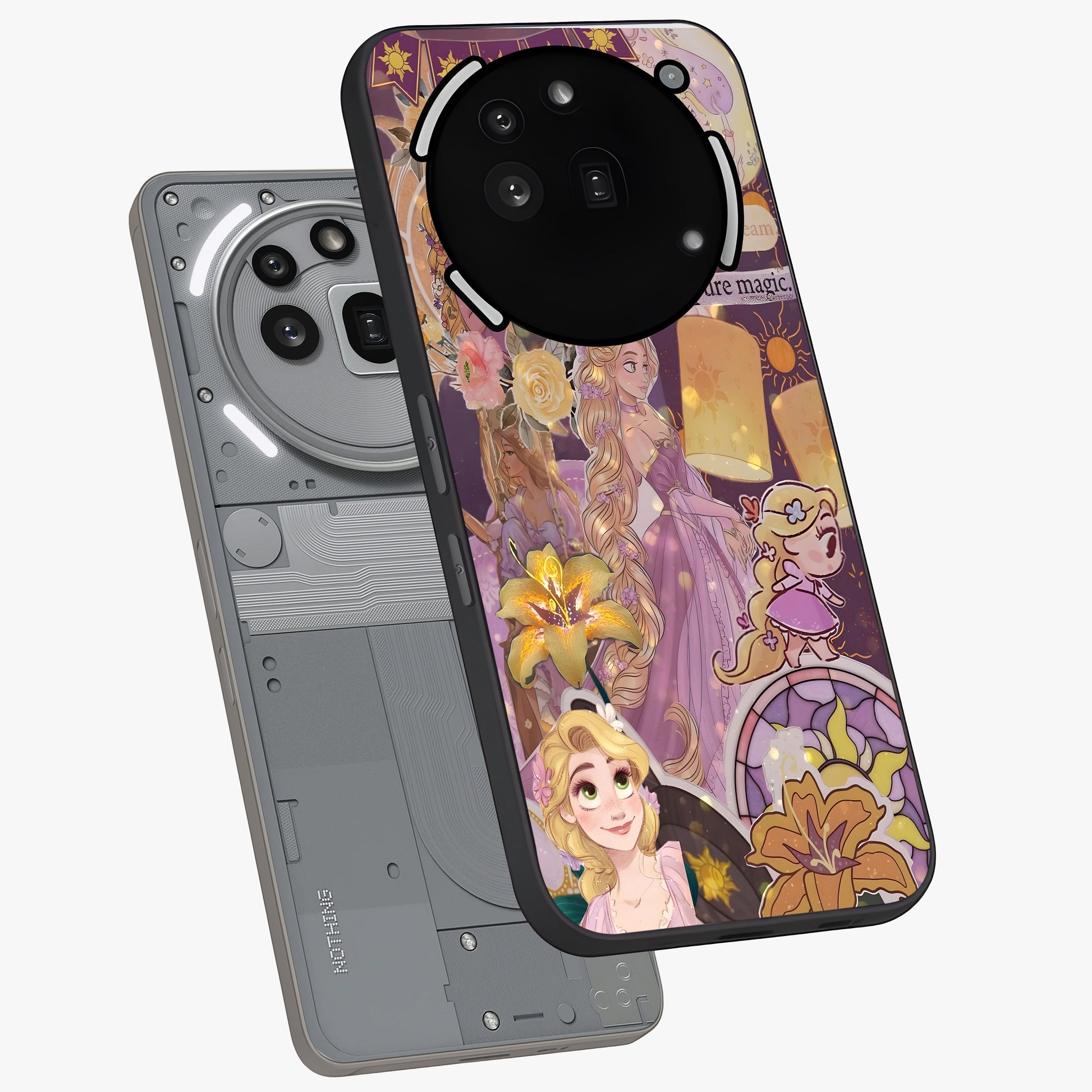Magical Tangled Dream Glass Case displayed in angled mockup highlighting whimsical fantasy design with magical aesthetic.