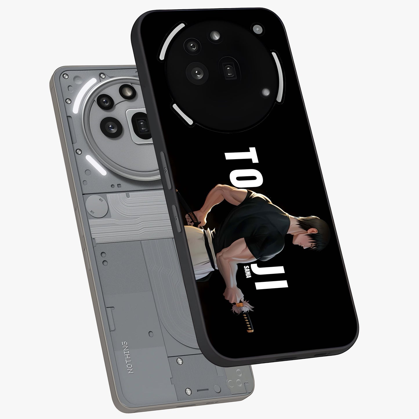 Midnight Blade Resolve Glass Case displayed in angled mockup highlighting powerful blade illustration with dramatic dark aesthetic.