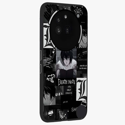 Midnight Chaos Mind Glass Case upright view showcasing expressive abstract artwork with bold dark theme.