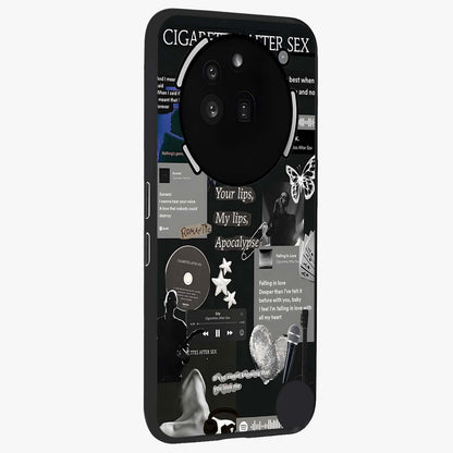 Midnight Love Echo Glass Case upright view showcasing expressive romantic artwork with dreamy midnight theme.