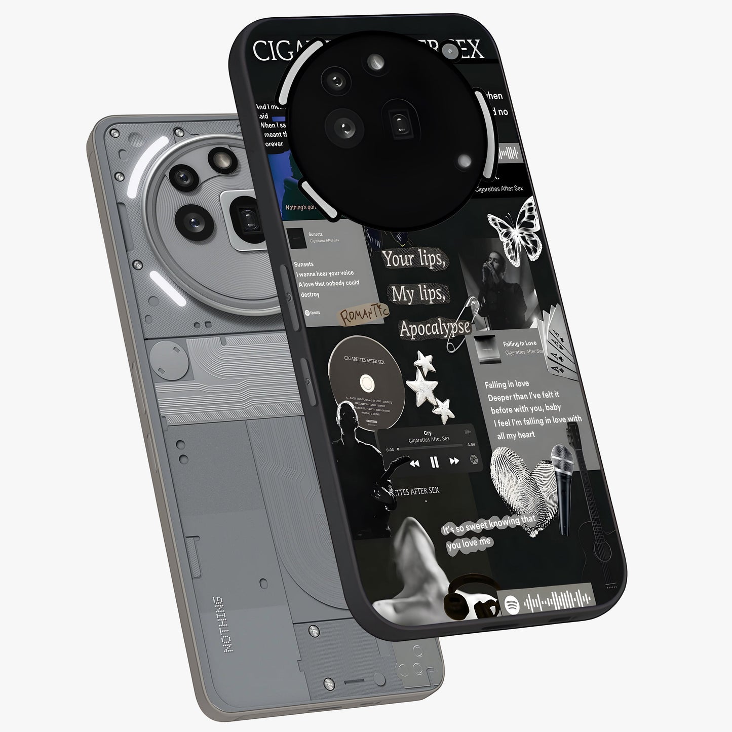 Midnight Love Echo Glass Case displayed in angled mockup highlighting elegant love inspired design with deep aesthetic style.