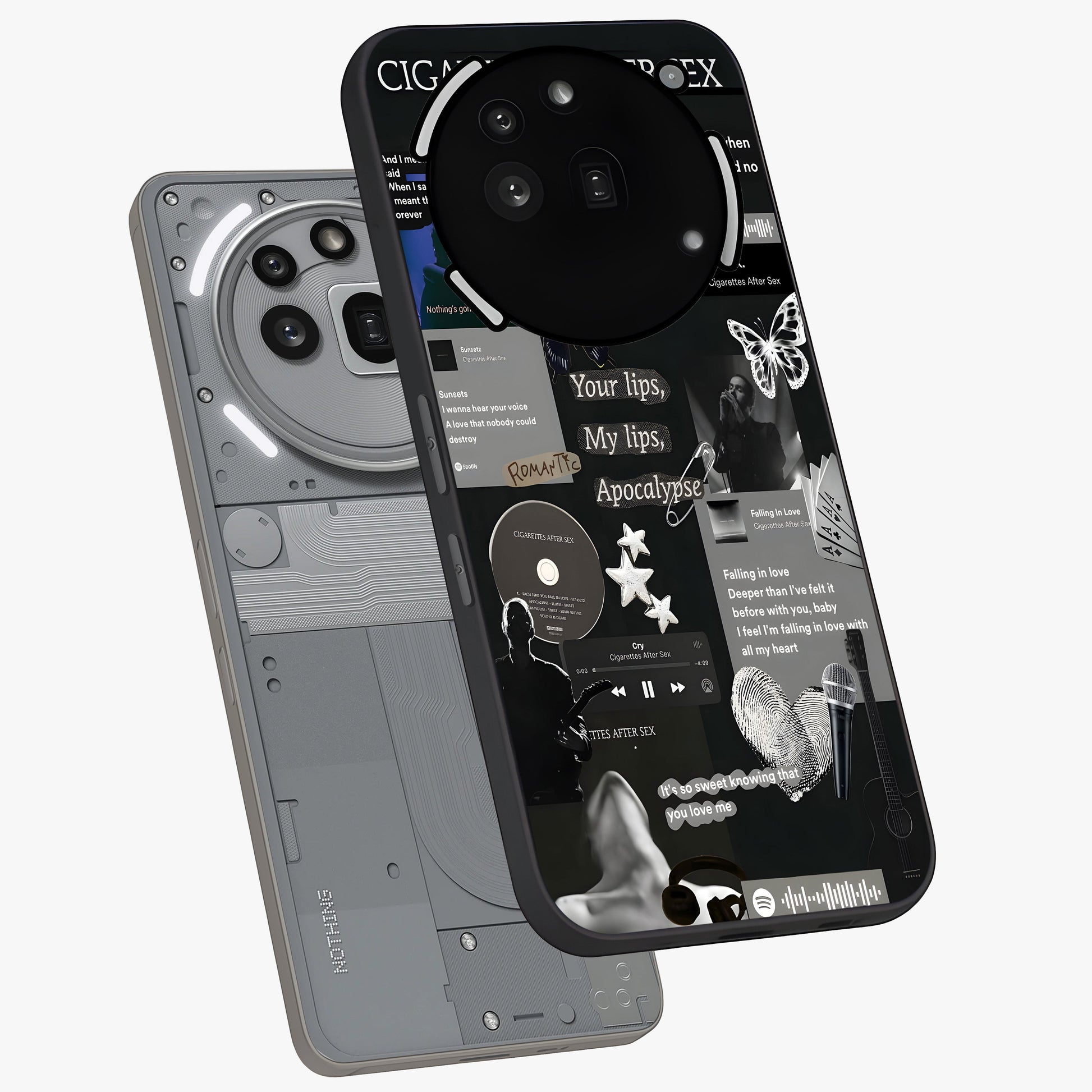 Midnight Love Echo Glass Case displayed in angled mockup highlighting elegant love inspired design with deep aesthetic style.