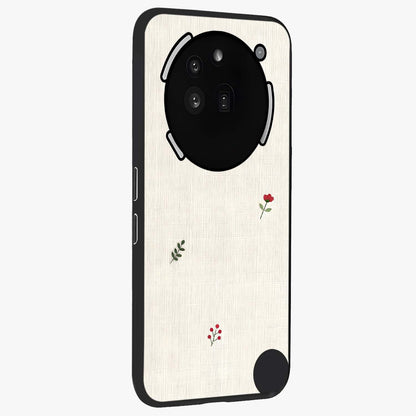 Minimalistic Blue With White Flower Pattern Glass Case upright view showcasing clean white flower artwork with calming blue theme.
