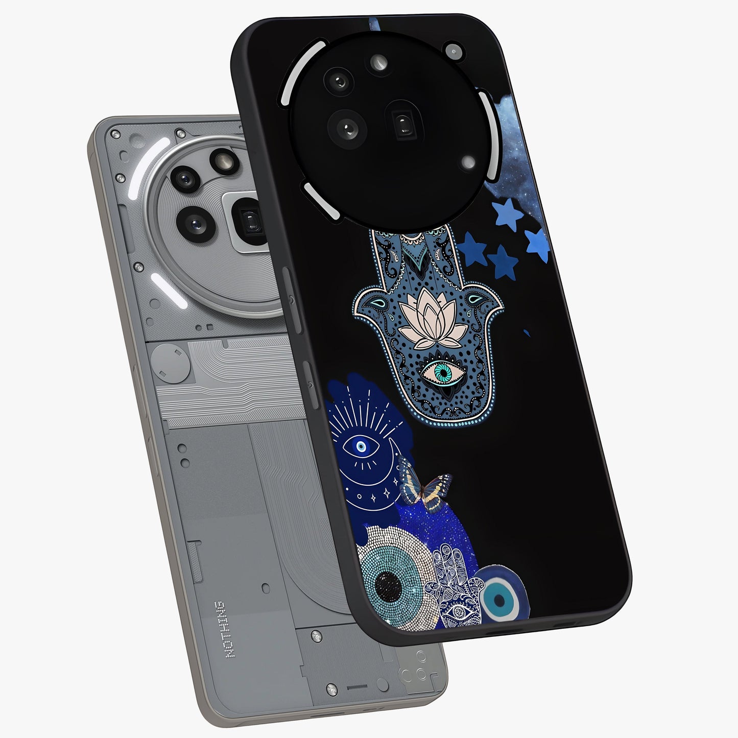 Mystic Hand Aura Glass Case displayed in angled mockup highlighting magical aura design with spiritual aesthetic style.