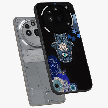 Mystic Hand Aura Glass Case displayed in angled mockup highlighting magical aura design with spiritual aesthetic style.