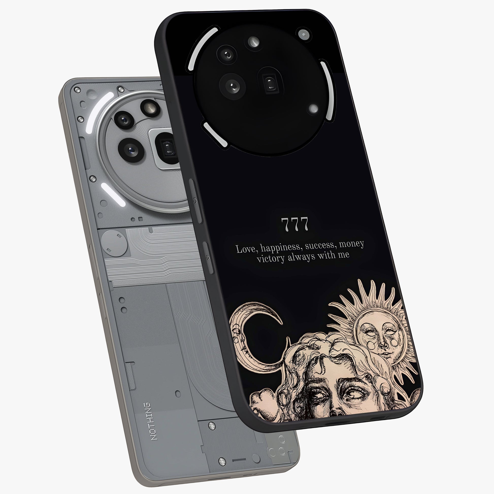 Mystic Victory Aura Glass Case displayed in angled mockup highlighting energetic aura design with bold mystical aesthetic.