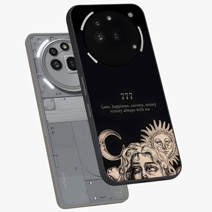 Mystic Victory Aura Glass Case displayed in angled mockup highlighting energetic aura design with bold mystical aesthetic.