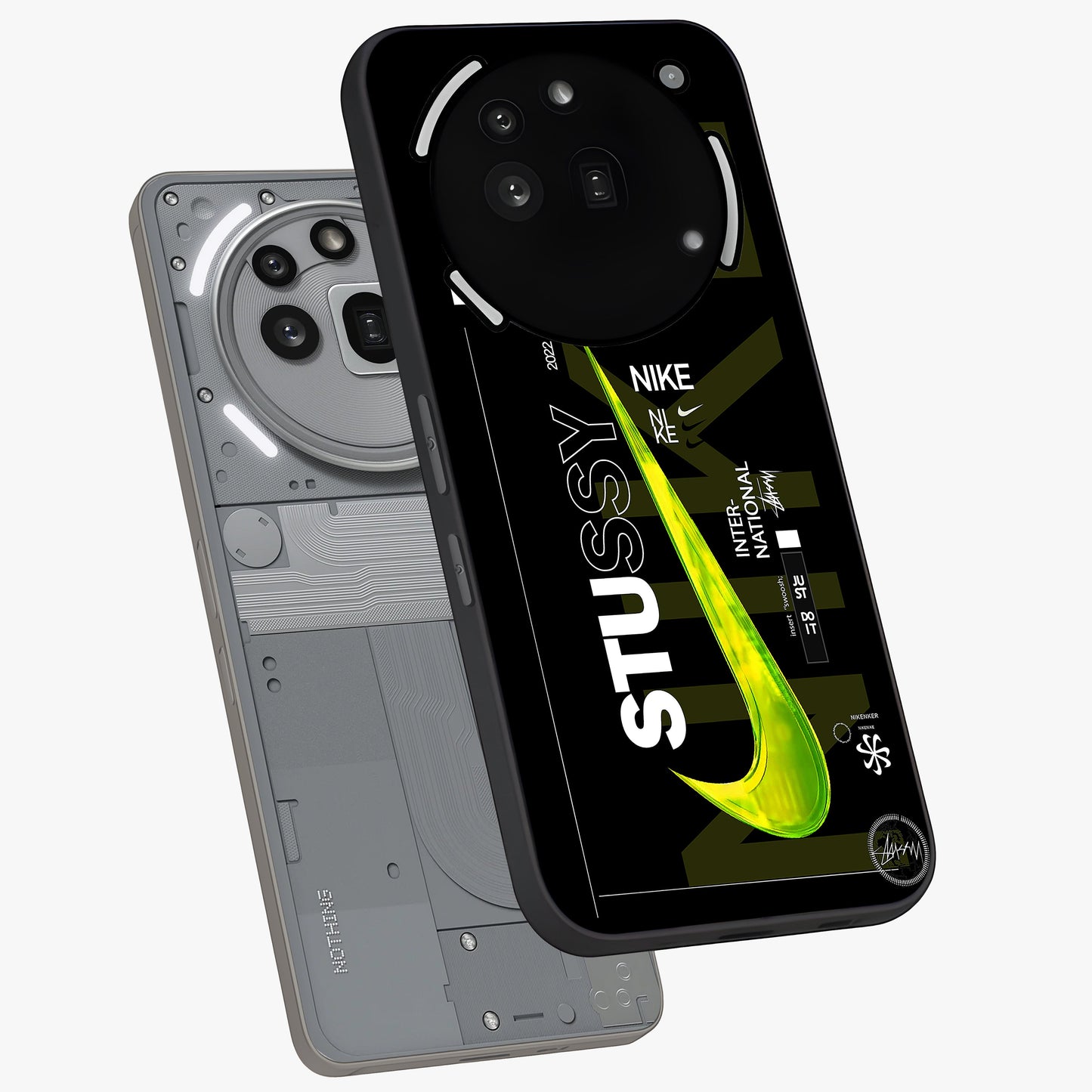 Neon Street Edition Glass Case displayed in angled mockup highlighting vibrant urban design with bold street aesthetic.
