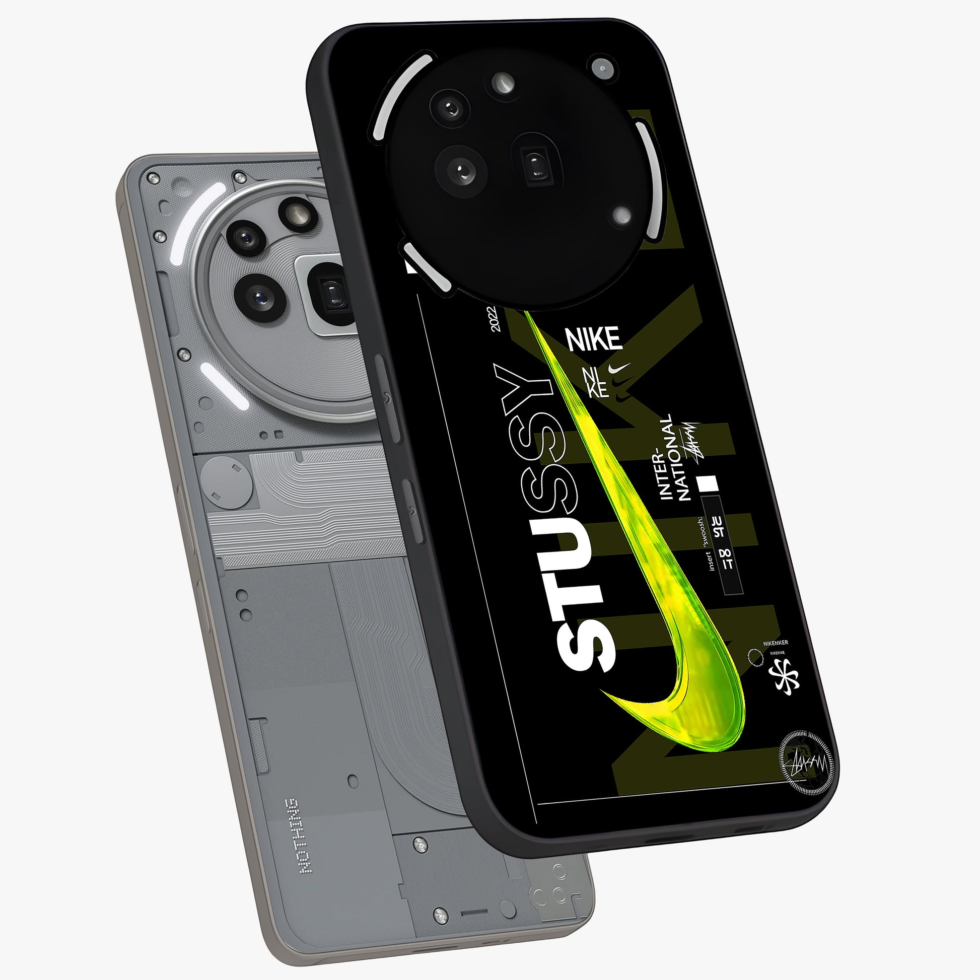 Neon Street Edition Glass Case displayed in angled mockup highlighting vibrant urban design with bold street aesthetic.