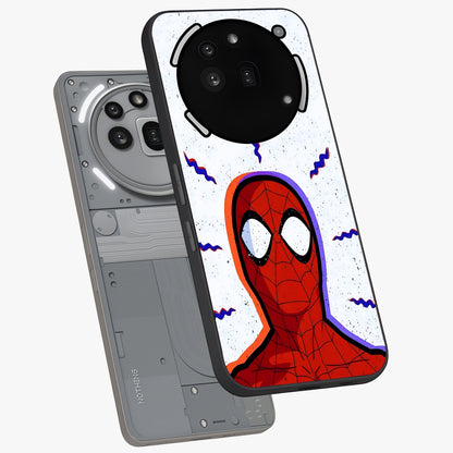 Omg Spiderman Glass Case displayed in angled mockup highlighting dynamic hero illustration with action comic aesthetic.