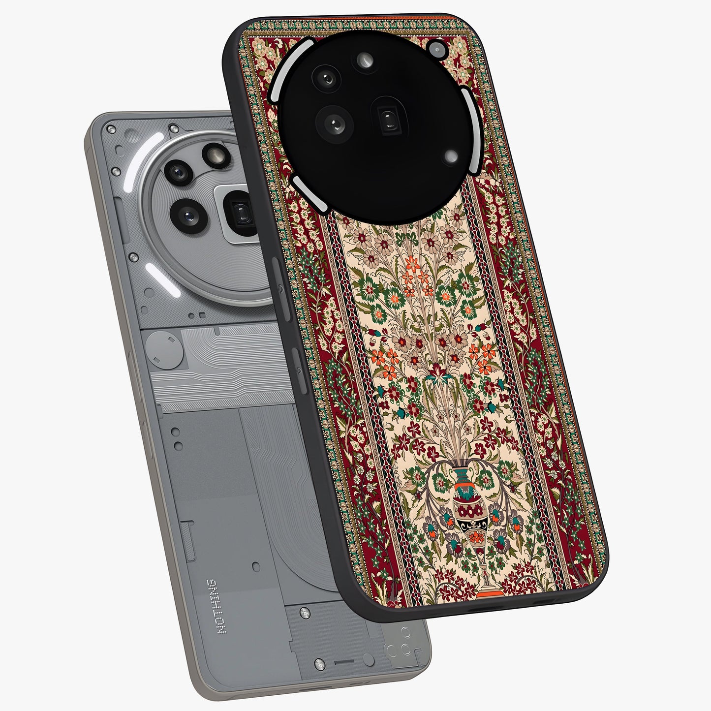 Persian Inspired Glass Case displayed in angled mockup highlighting intricate traditional design with elegant cultural aesthetic.