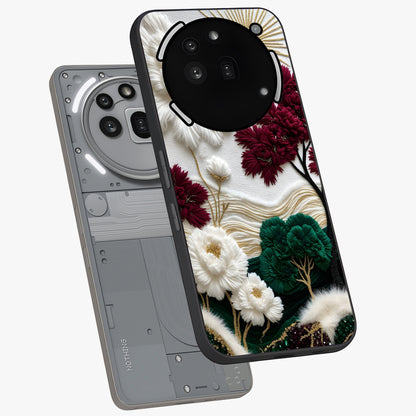Radiant Bloom Elegance Glass Case displayed in angled mockup highlighting graceful floral design with radiant aesthetic style.
