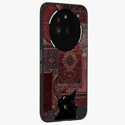 Regal Magic Cat Apple Glass Case upright view showcasing charming cat artwork with playful magical theme.