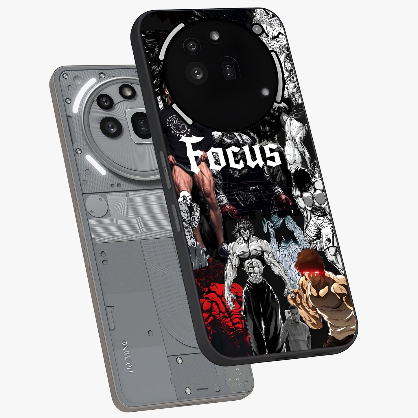 Relentless Power Focus Glass Case displayed in angled mockup highlighting bold statement design with modern aesthetic style.