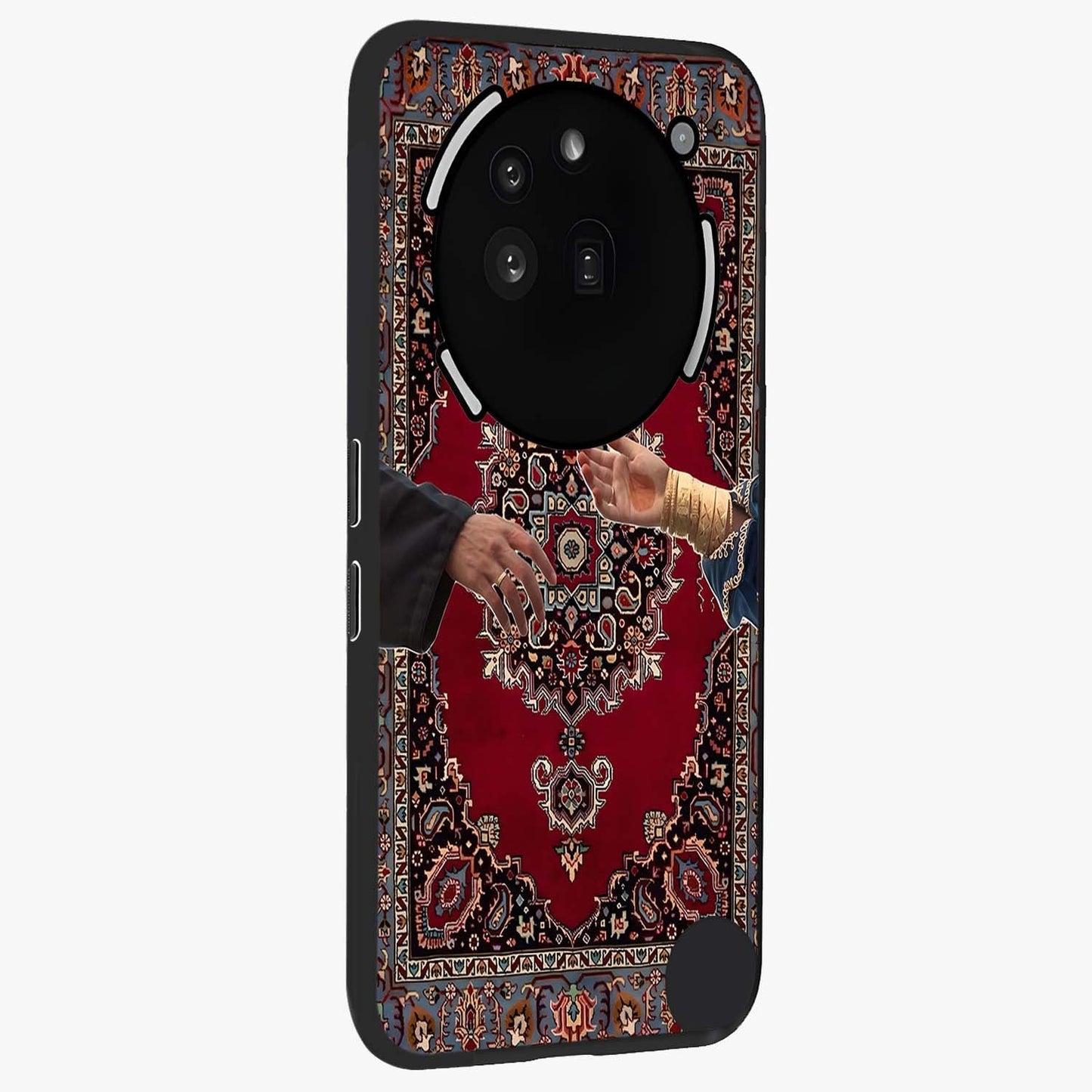 Royal Touch Reach Glass Case upright view showcasing stylish royal inspired artwork with graceful theme.