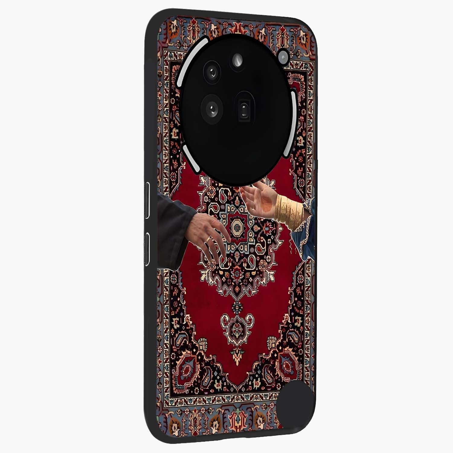 Royal Touch Reach Glass Case upright view showcasing stylish royal inspired artwork with graceful theme.