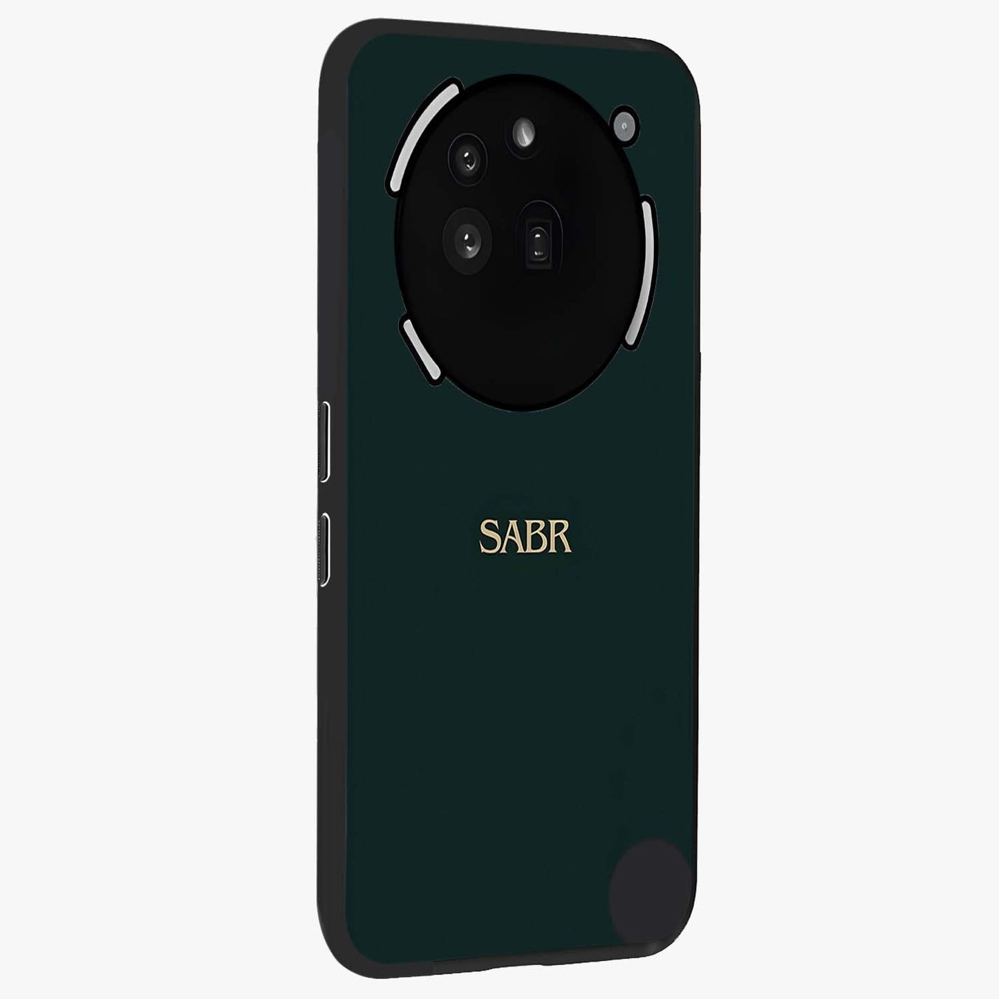 Sabr Minimal Patience Glass Case upright view showcasing calm minimalist artwork with motivational patience theme.