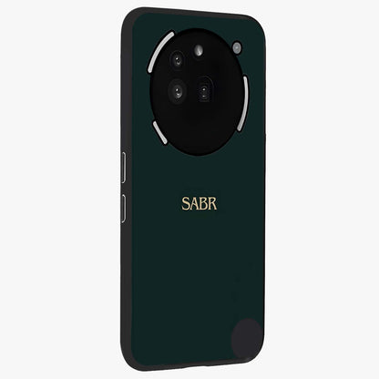 Sabr Minimal Patience Glass Case upright view showcasing calm minimalist artwork with motivational patience theme.