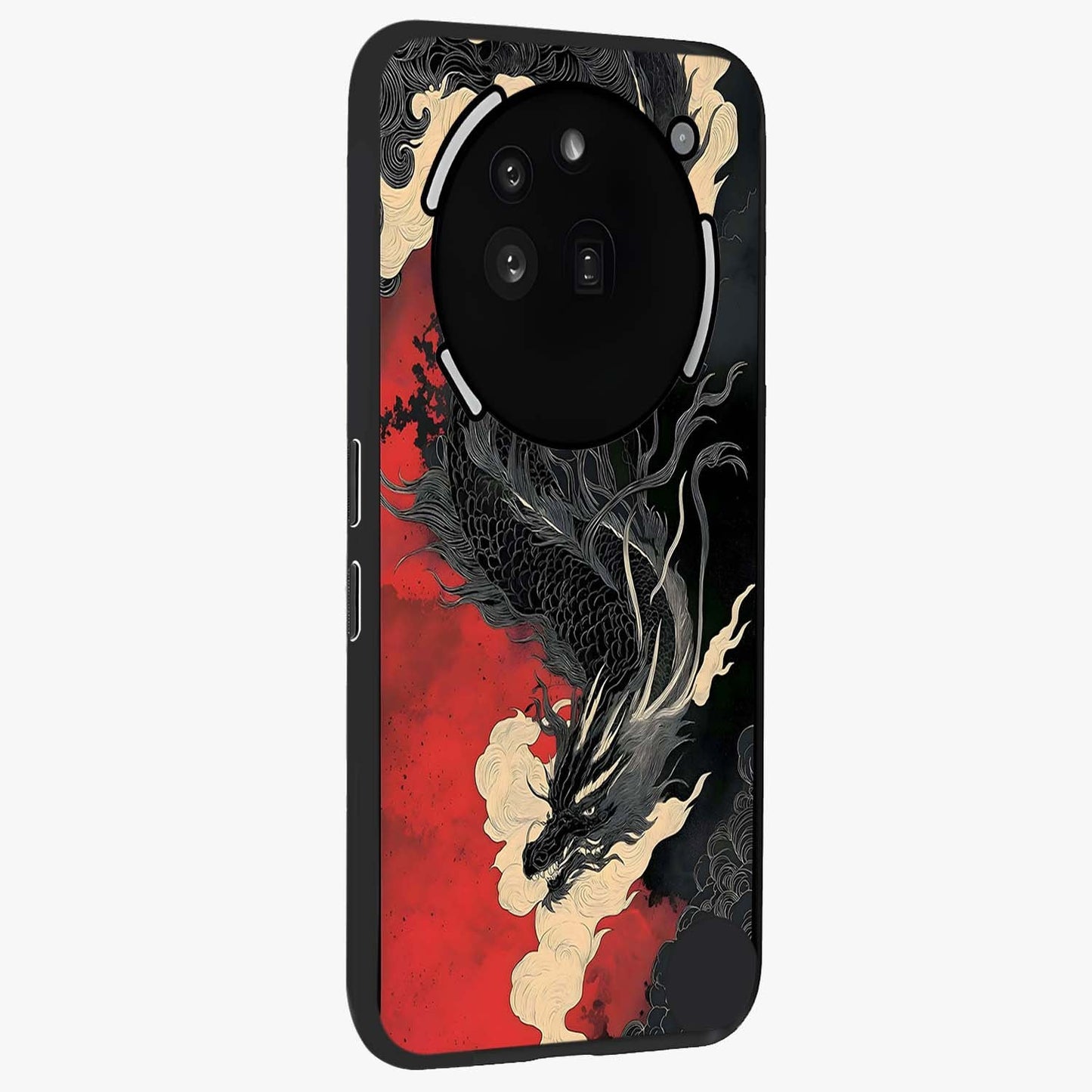 Shadow Dragon Fury Glass Case upright view showcasing intense dragon artwork with dramatic shadow theme.