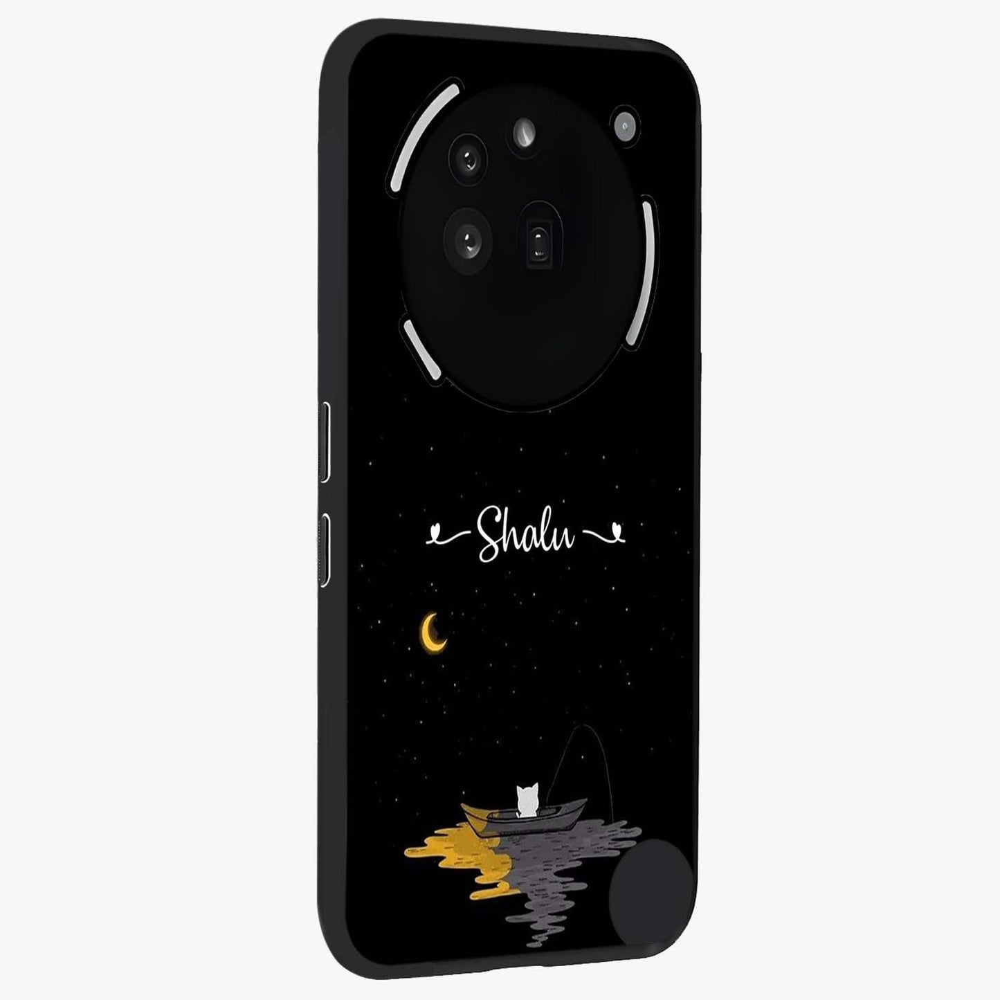 Silent Night Row Glass Case upright view showcasing tranquil night artwork with serene landscape theme.