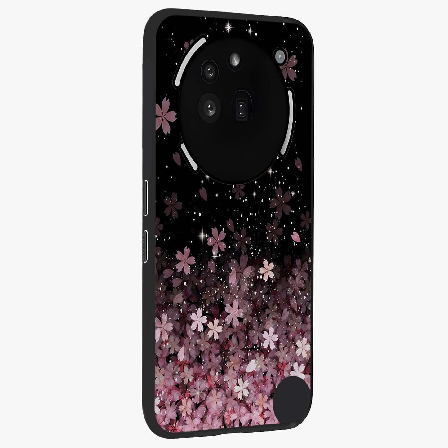Small Starry Flowers Glass Case upright view showcasing charming floral artwork with dreamy starry theme.