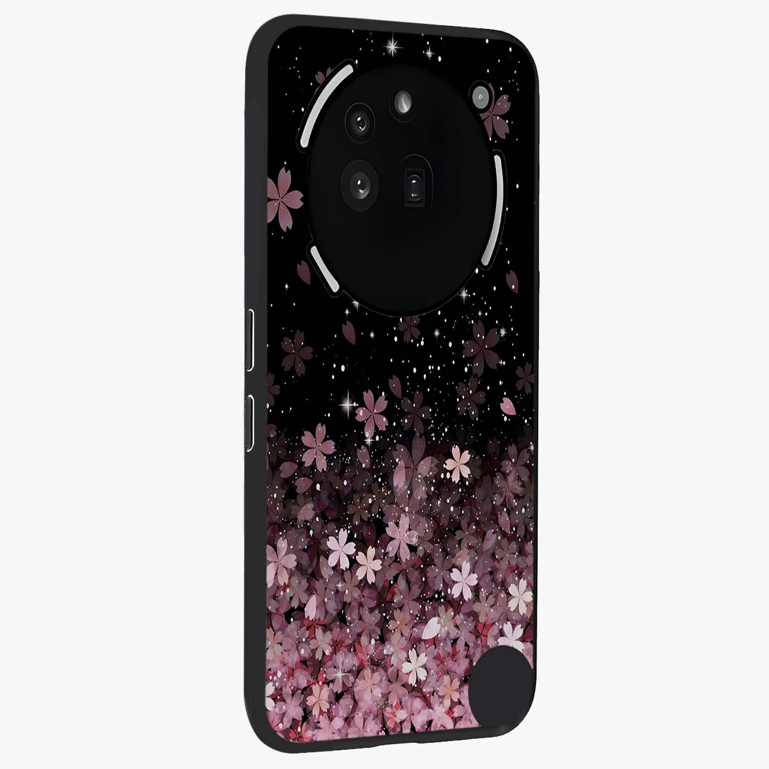 Small Starry Flowers Glass Case upright view showcasing charming floral artwork with dreamy starry theme.
