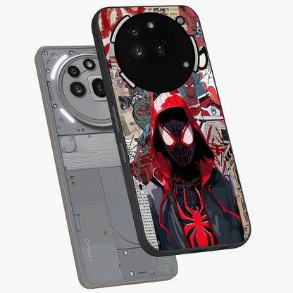 Spider Collage Street Glass Case displayed in angled mockup highlighting dynamic street style collage design with comic aesthetic.