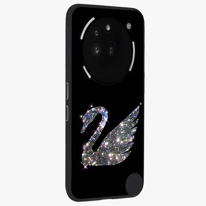 Starlit Swan Grace Glass Case upright view showcasing beautiful swan artwork with peaceful night themed design.
