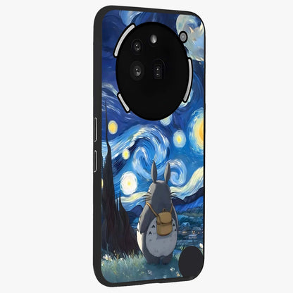 Totoro In Van Gogh Art Glass Case upright view showcasing creative character artwork with painterly artistic theme.