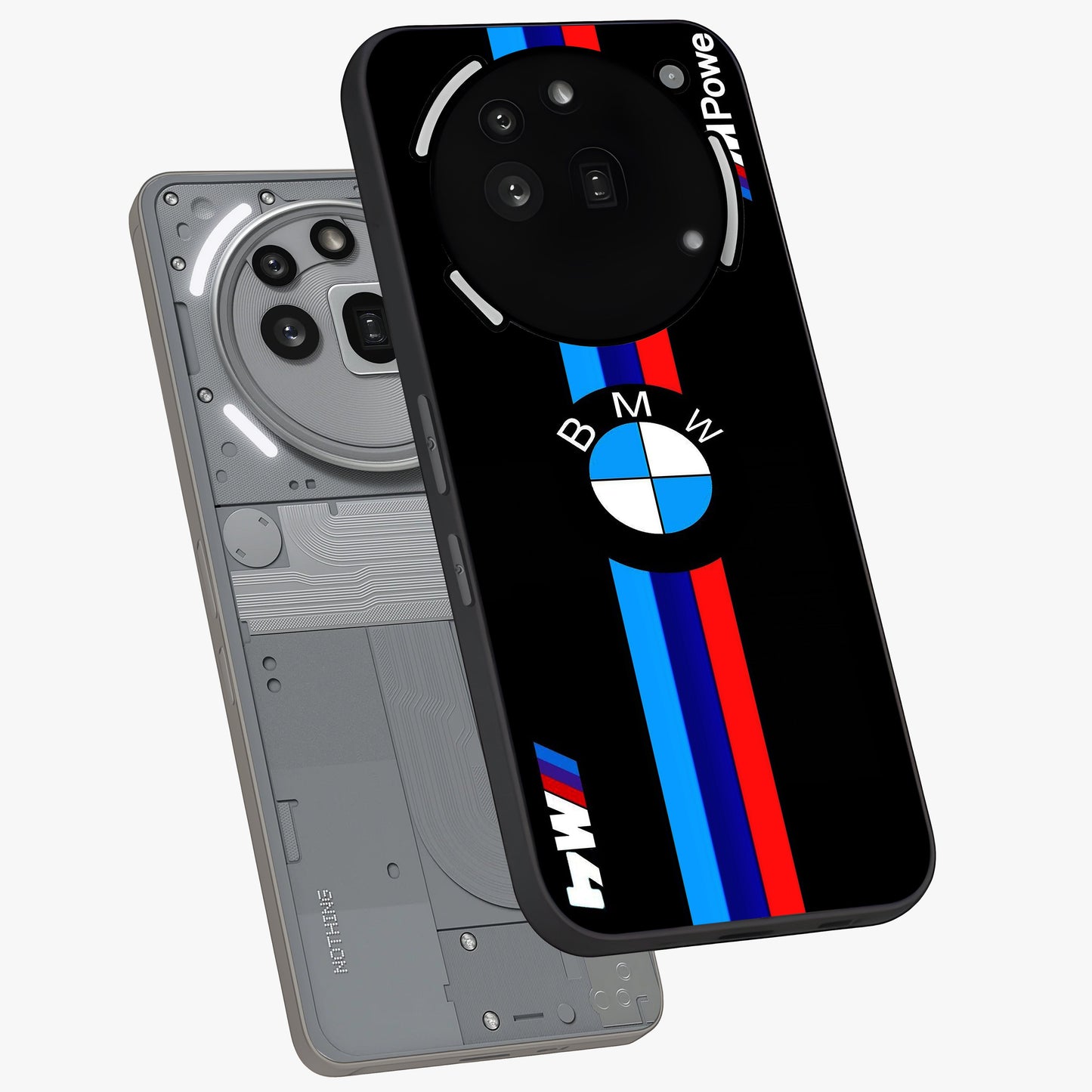 Turbo BMW Beast Glass Case displayed in angled mockup highlighting sleek racing car design with bold automotive aesthetic.