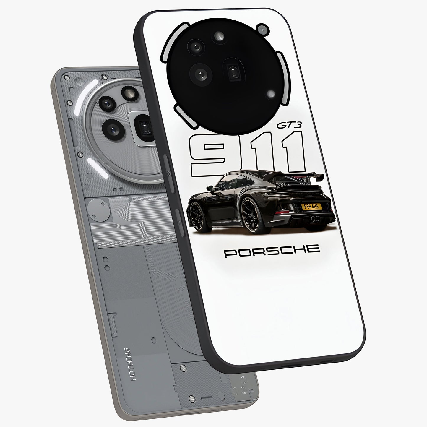 Turbo Legacy Icon Glass Case displayed in angled mockup highlighting dynamic automotive design with performance aesthetic.