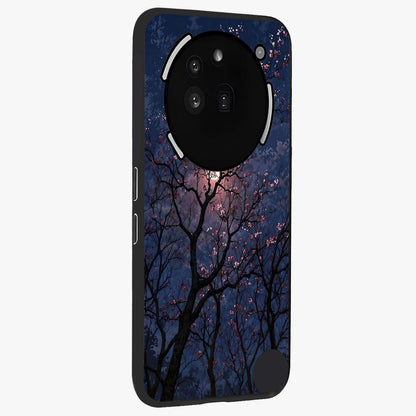 Twilight Sakura Serenade Glass Case upright view showcasing beautiful cherry blossom artwork with serene evening theme.