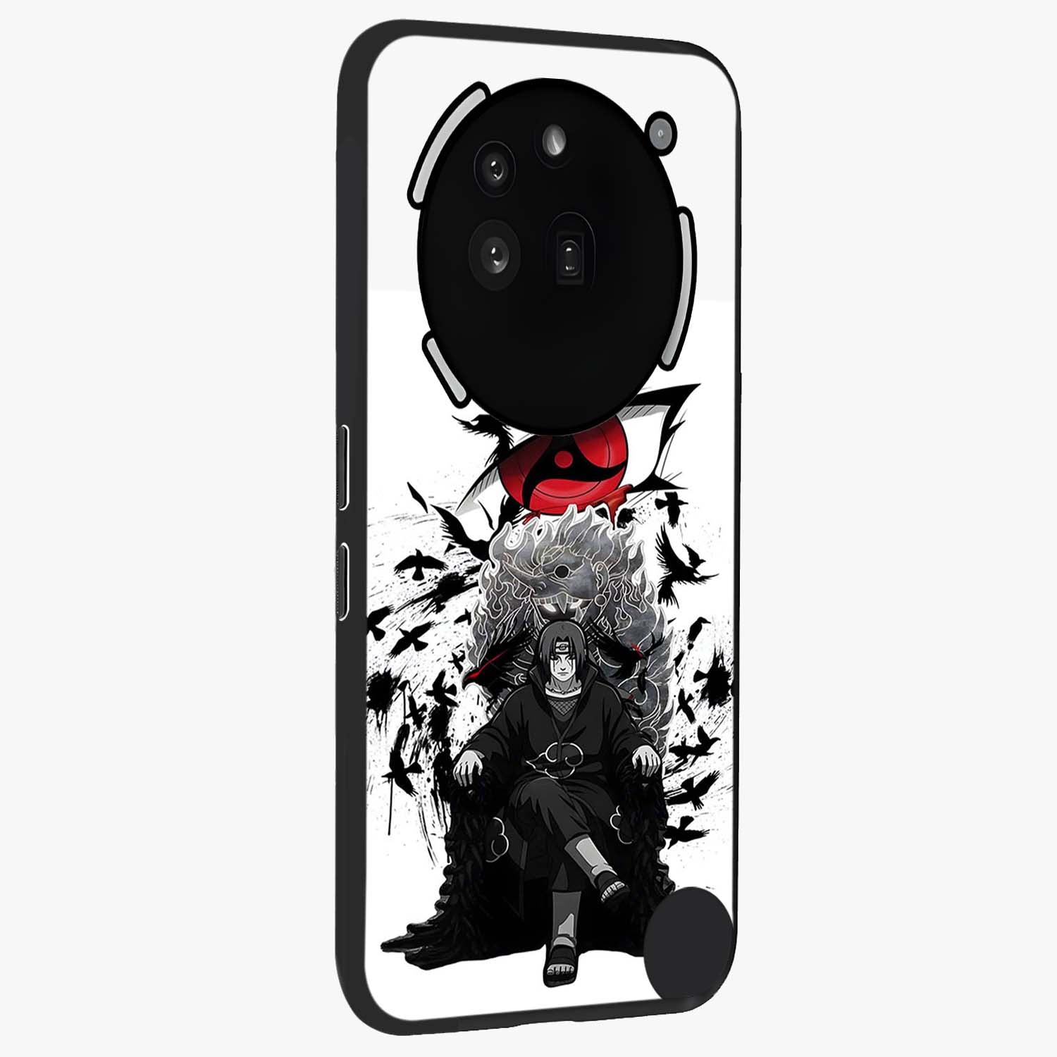 Uchiha Shadow Throne Glass Case upright view showcasing magical underwater galaxy artwork with vibrant cosmic theme.