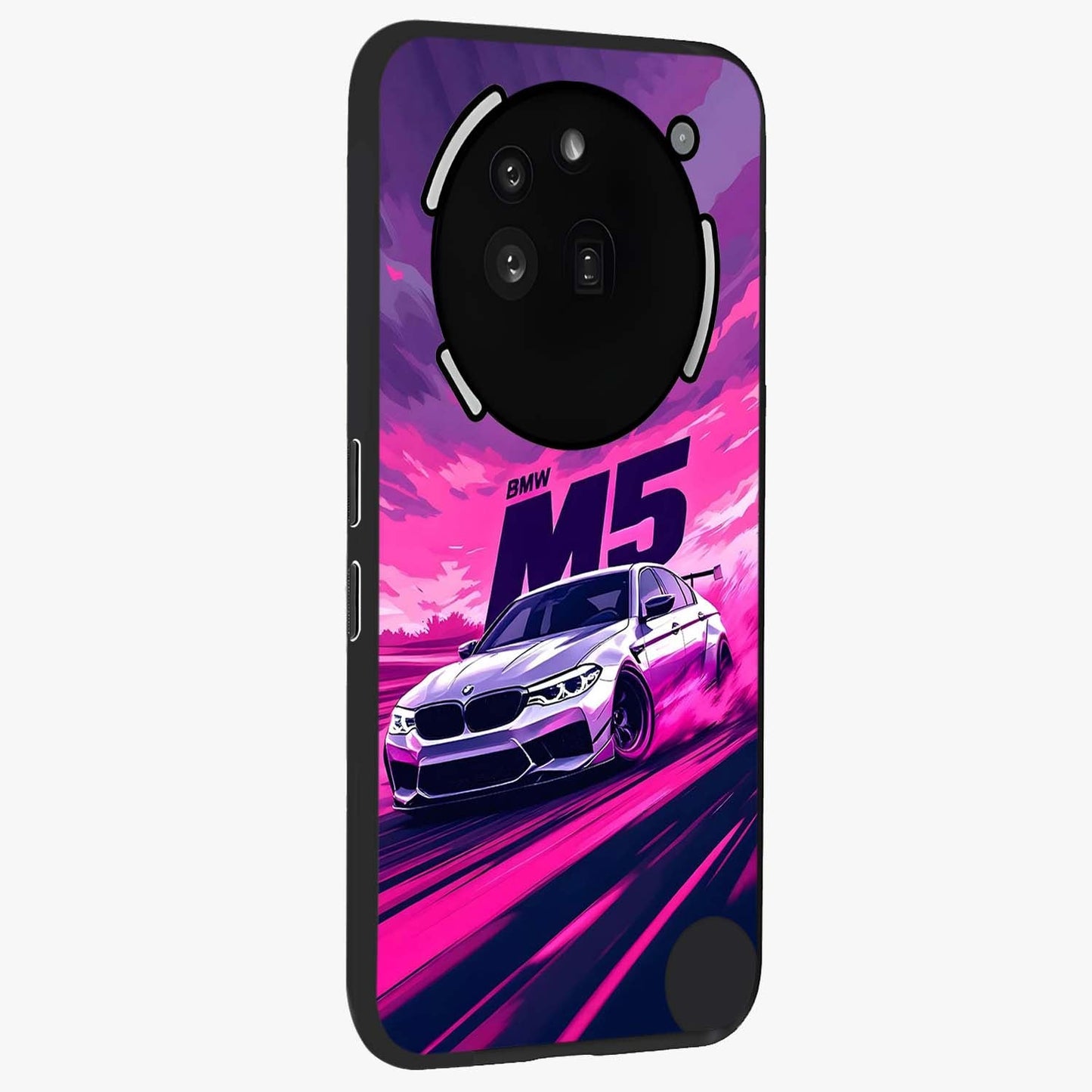 Velocity Drift Pulse Glass Case upright view showcasing powerful racing artwork with energetic motorsport theme.