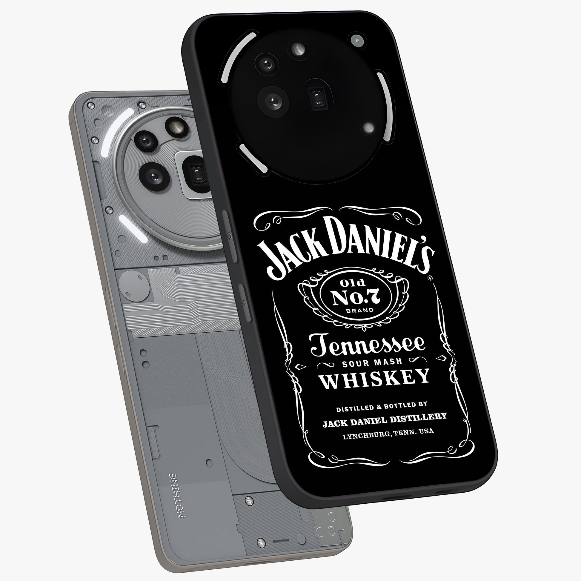 Vintage Whiskey Heritage Glass Case displayed in angled mockup highlighting retro beverage themed design with heritage aesthetic.