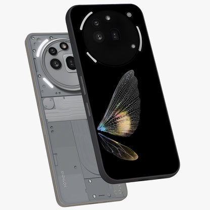 Whispers Of Wings Glass Case displayed in angled mockup highlighting soft feather design with celestial aesthetic style.