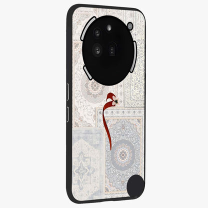 White Aesthetic Bow Glass Case upright view showcasing delicate ribbon bow artwork with cute minimalist theme.