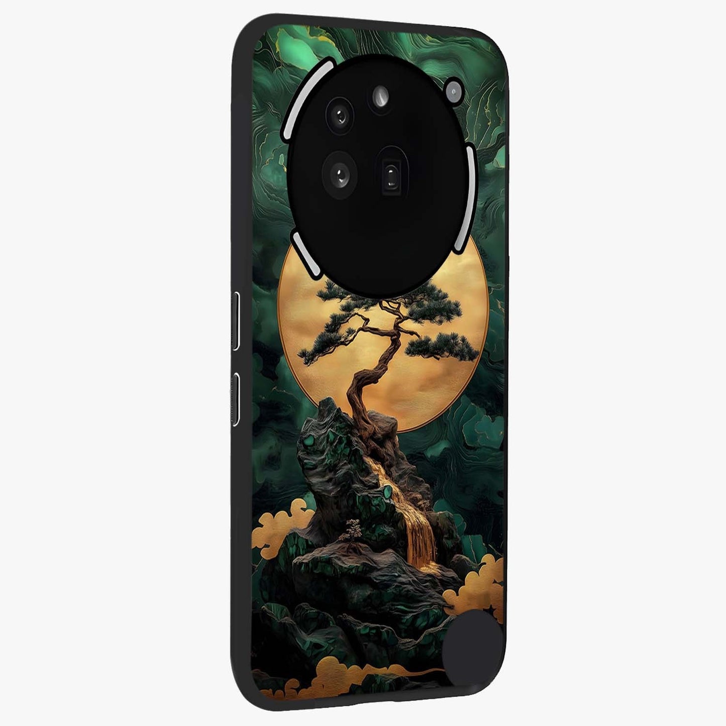 Zen Moon Rise Glass Case upright view showcasing serene moon artwork with tranquil night theme.