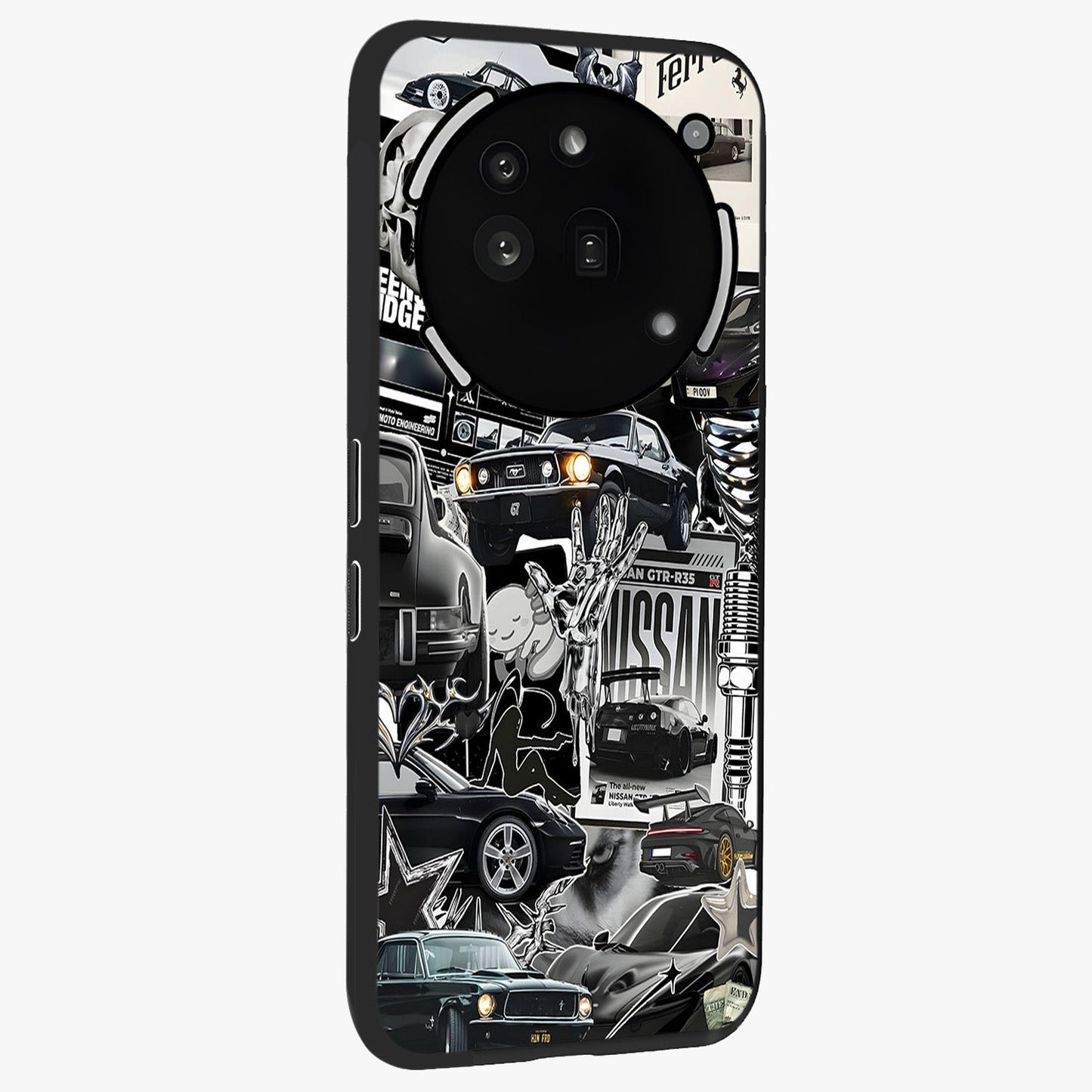 Aesthetic Dark Love Glass Case upright view showcasing dramatic romantic artwork with modern aesthetic style.
