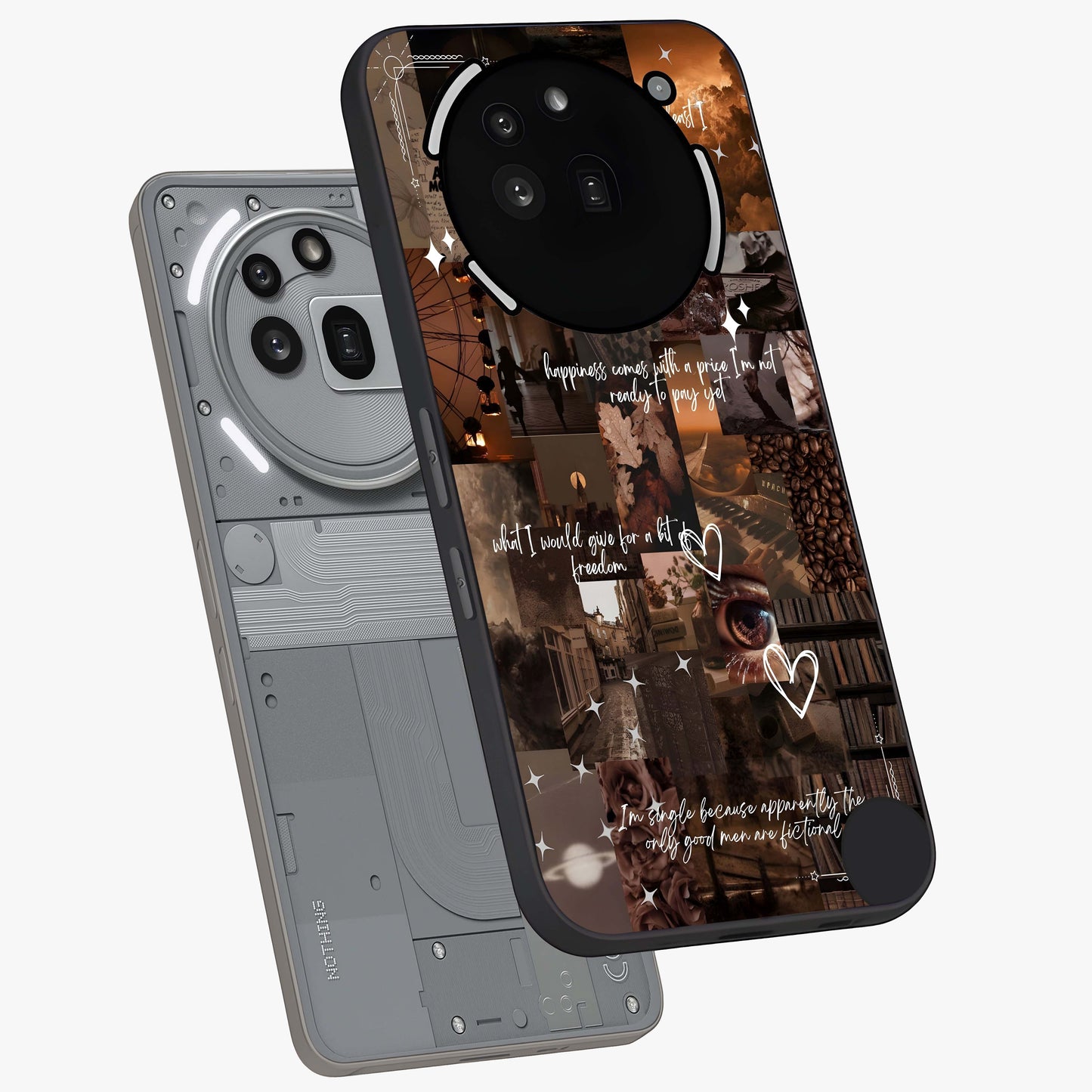 Bittersweet Aesthetic Chaos Glass Case displayed in angled mockup highlighting expressive abstract artwork and edgy aesthetic theme.