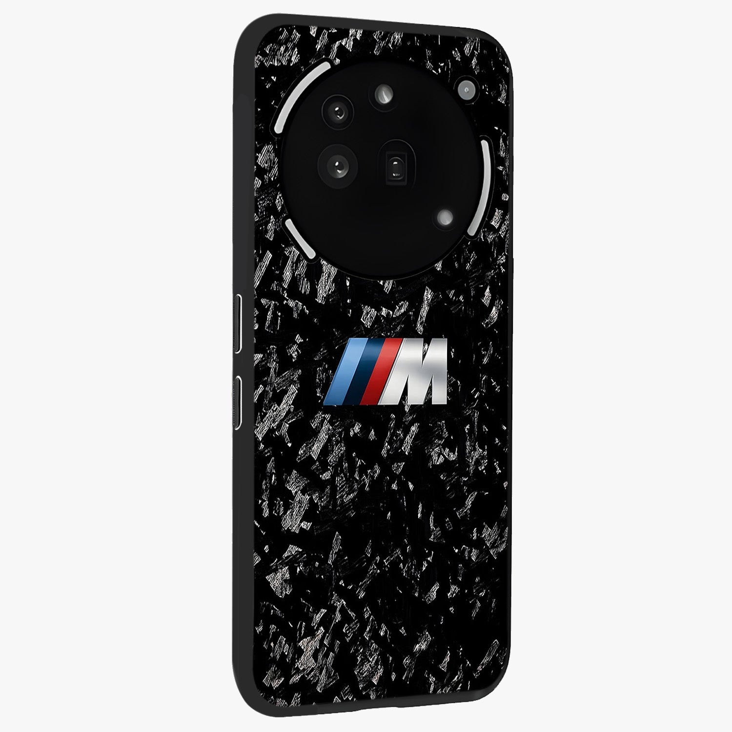 Carbon Speed Mark Glass Case upright view showcasing modern carbon speed graphic with bold automotive theme.