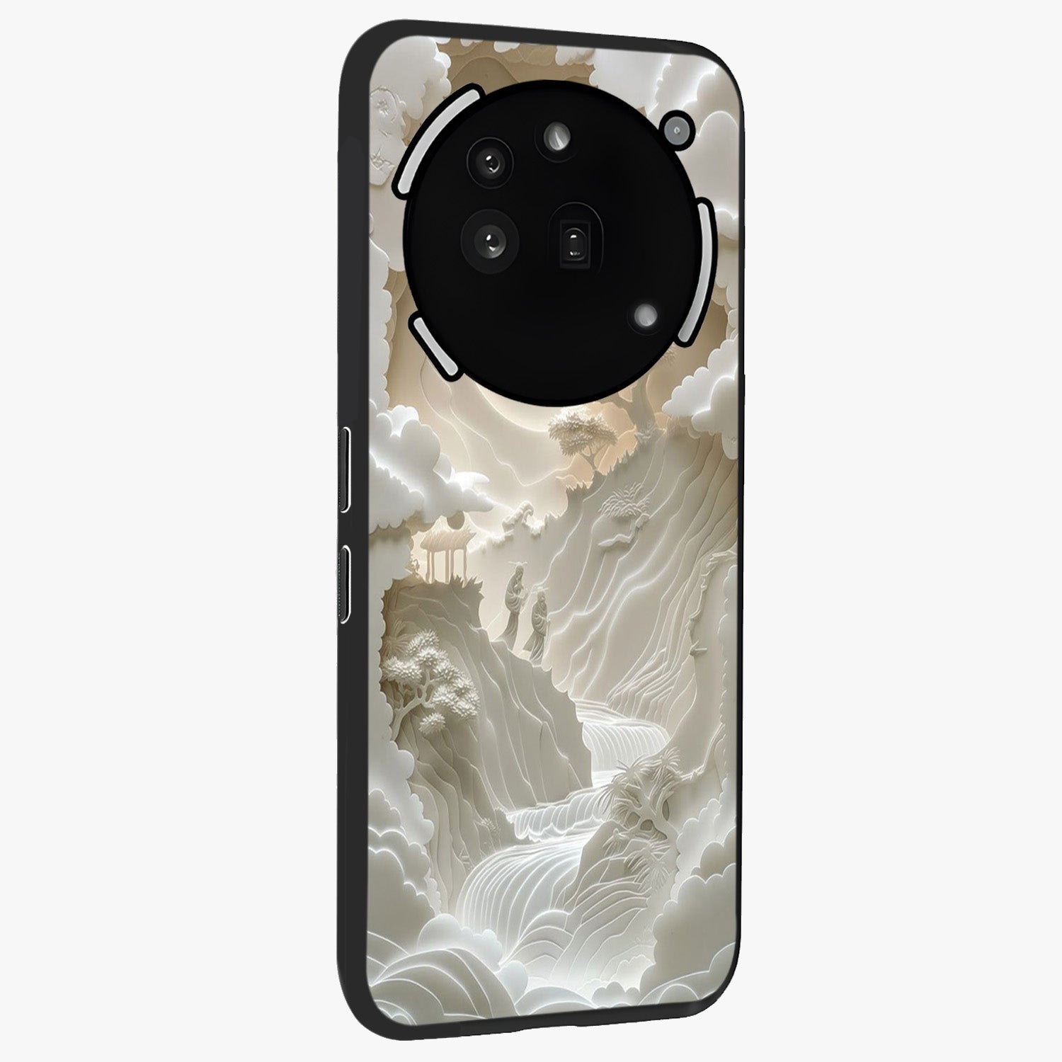 Celestial Origami Glass Case upright view showcasing creative origami artwork with modern celestial style.