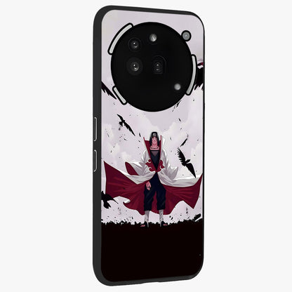 Crimson Crow Ascension Glass Case upright view showcasing dramatic crow artwork with bold gothic theme.