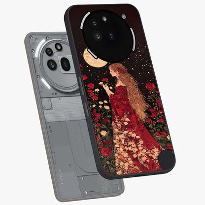 Crimson Dreams Glass Case displayed in angled mockup highlighting soft crimson aesthetic design with artistic theme.
